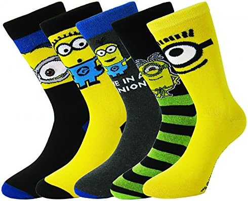 Despicable Me Minions Mens Official Socks USA 9-12 With One Bonus Koozie (12 Pack)