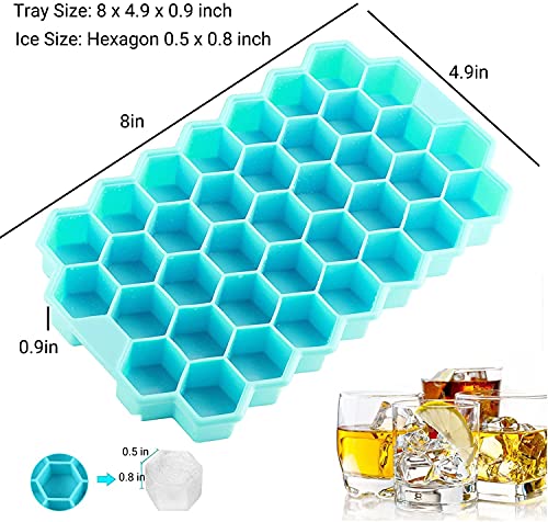 Ice Cube Trays, Silicone Ice Cube Molds with Lids, Reusable Ice Maker 74-Ice Trays BPA Free, for Whiskey, Cocktail, Jelly and Chocolate Stackable, Flexible, Safe Ice Cube Tray, Easy to Release