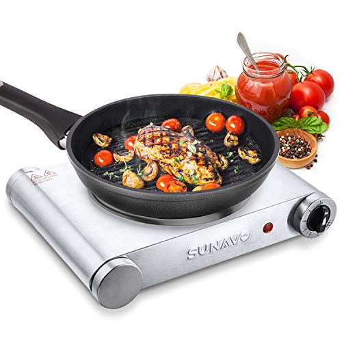 SUNAVO Electric Single Burner 1500W Hot Plate for cooking - Upgraded Version