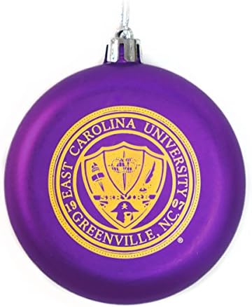 East Carolina Purple Flat Christmas Ornament with School Seal ECU