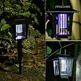New & Improved Solar Powered Zapper- Enhanced Outdoor Flying Insect Killer- Hang or Stake in the Ground- Cordless Garden Lamp- Portable LED Machine- Best Stinger for Mosquitoes/ Moths/ Flies (Black)