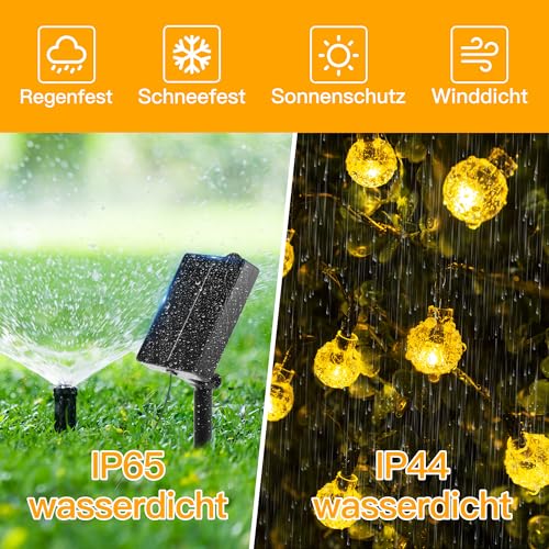 Ollny Solar Fairy Lights Outdoor Weatherproof 8 m 60 LED IP65 Waterproof Fairy Lights Outdoor Solar with 8 Modes Solar Fairy Lights Outdoor for Garden Patio Balcony Wedding (Warm White)