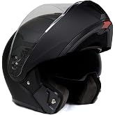 Milwaukee Helmets MPH9812DOT Flat Black 'Menace' Advanced Motorcycle Modular Helmet for Men and Women Biker w/ Drop Down Visor - X-Large