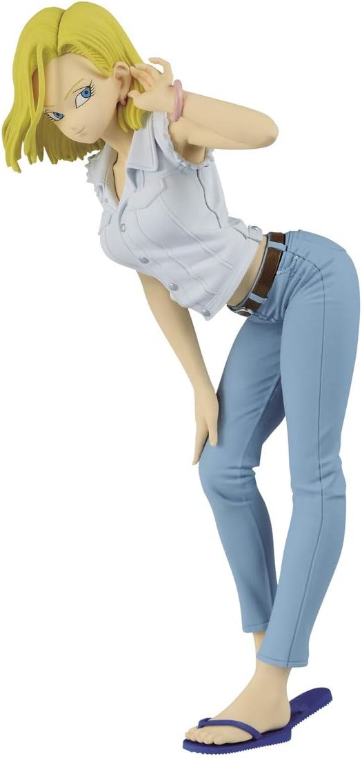 Amazon Com Banpresto Dragon Ball Z Glitter Glamours Android No 18 Ii Figure White Shirt Ver Toys Games