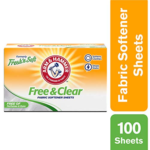 Arm & Hammer Fabric Softener Sheets, Free of Perfumes and Dyes, 100 ct
