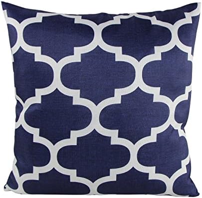 Geometric Pattern Decorative Pillow Case Decor Cushion Covers 18X18 Inch Quatrefoil Navy bringbringbring
