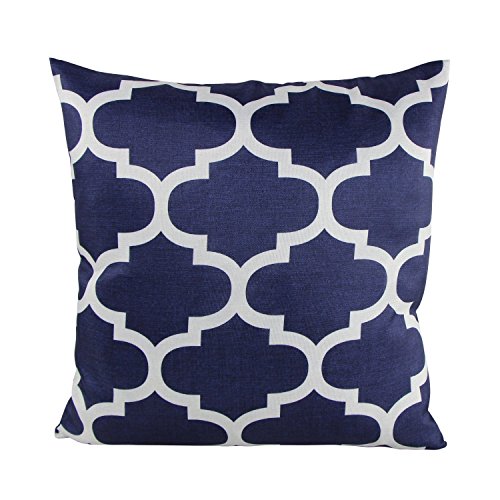 Geometric Pattern Decorative Pillow Case Decor Cushion Covers 18X18 Inch Quatrefoil Navy bringbringbring