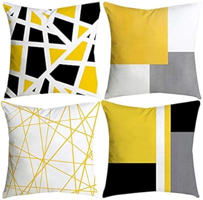 Amazon Com Thsijj Irregular Geometry Yellow Throw Pillow Case