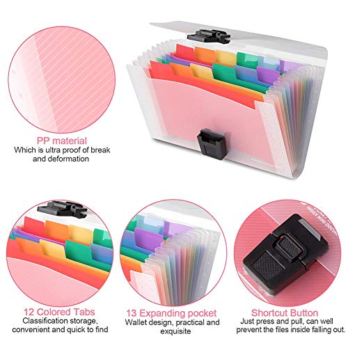 4 Pack Small Accordion File Organizer with 13 Pocket, Coupon Organizer