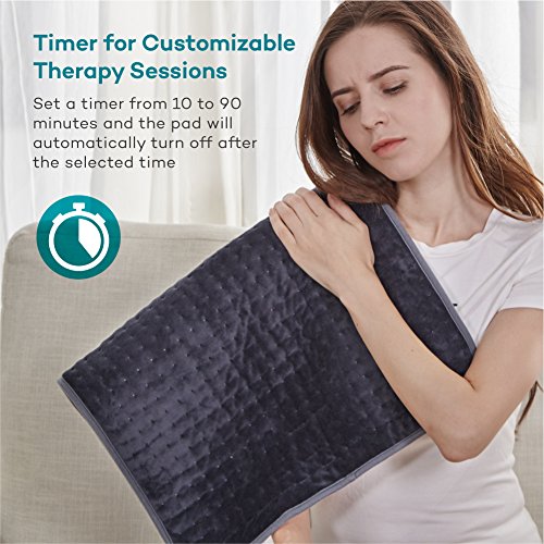 XXX-Large Heating Pad with Auto Off for Back Pain, FDA Registered, 10 Electric Temperature Settings, Super Soft Micro Plush, Moist Therapeutic Option, Relief for Neck Shoulder by Sable, 33