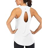 ICTIVE Yoga Tops for Women Loose Fit Workout Tank Tops for Women Backless Sleeveless Keyhole Open Back Muscle Tank