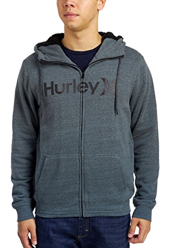 Hurley Men's Bayside Sherpa Zip Up Hoodie, Cool Grey, Large