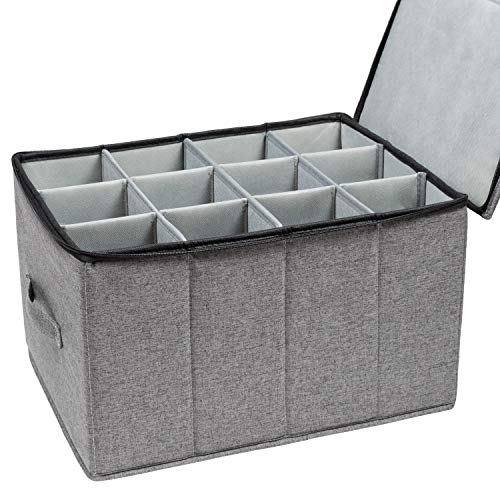 Wine Glass Storage, Holds 12 Red or White Wine Glasses, Fully-Padded Inside with Hard Top and Sides - Thumbnail 3