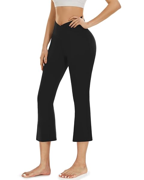 AOLIKS WOMEN’S FLARE LEGGINGS, HIGH WAISTED BOOTCUT YOGA PANTS TUMMY CONTROL BELL BOTTOM LEGGINGS