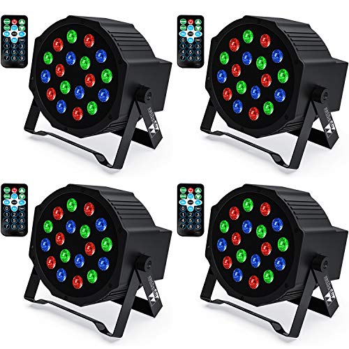 Uplights 18 RGB Led UpLights, Missyee Sound Activated DMX Uplighting, LED Par Can Lights with Remote Control, DJ Uplighting Package for Wedding Birthday Home Party (4 pcs)