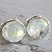 Rainbow Moonstone Stud Earrings 925 Sterling Silver Post studs Small 6mm Natural For Women Jewelry