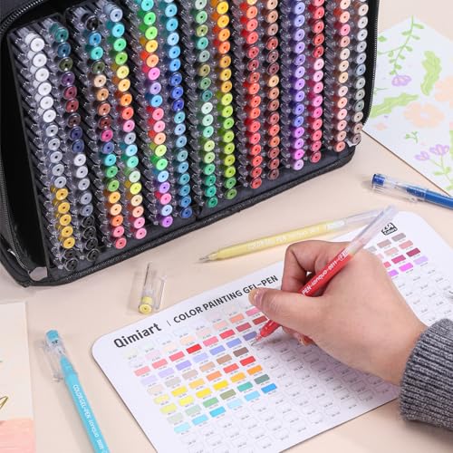 252 Pcs 234 Colors Gel Pens Set，0.6mm Fine Point Quick-Drying Ink with Portable Storage Bag for Adult Coloring, Journaling, Drawing, Office