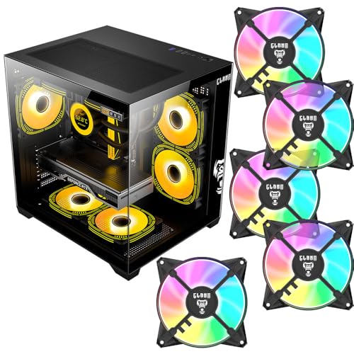 Gabinete Gamer CLANM Grodd Night com 5 Fans RGB, Vidro Temperado, Micro ATX Mini ITX, Airflow Otimizado, GPU 320mm, Preto