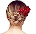 Meiysh Handmade Flower Side Hair Comb Bridal Headpiece Wedding Accessories-Wine red
