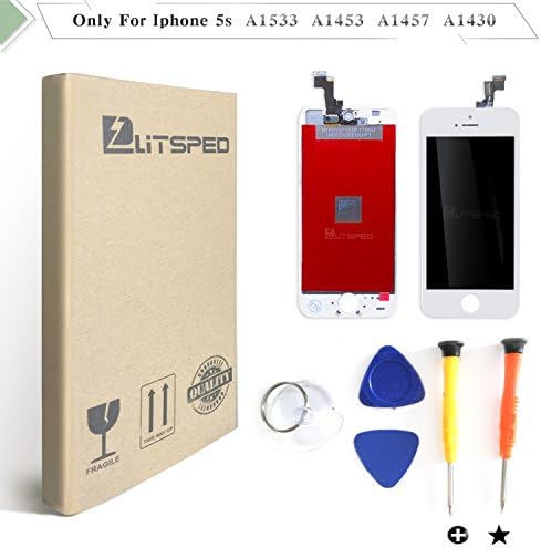 Litsped iphone 5s Replacement Screen,LCD Touch Screen Digitizer Glass Replacement Full Assembly (iphone 5S white)