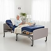 EASY REST Adjustable Hospital Bed for Home Use with Hospital Mattress | Wooden Bed Deck, Headboard &amp; Footboard, Wireless Remote, Mobility Support, Locking Casters,750 LBS Capacity