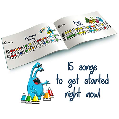 MINIARTIS Chroma Hand Desk Bells Set - Diatonic 8 Colorful Notes Hit on Top Feature Songbook, Carry Case Included Great Holiday, Birthday Gift for Kids - Thumbnail 3