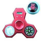 Fidget Spinner Light Up Compass Clock LED Flash Hand Spinner 3 in 1 Focus Toys Hybrid Ceramic Bearing Ultra Durable (red)