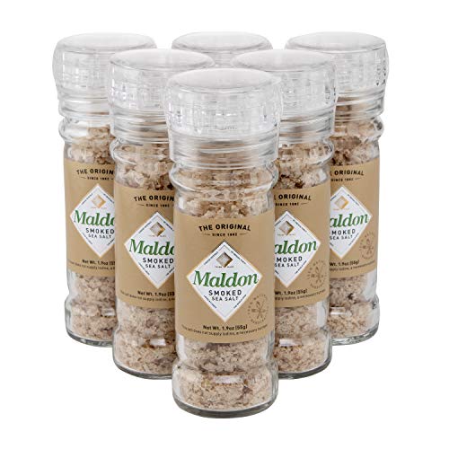 Maldon Salt, Smoked Sea Salt Grinder, 55 g, 6 Count, Refillable and Adjustable, Kosher, Natural