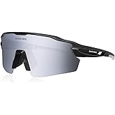 Queshark Polarized Sports Sunglasses, 4 Interchangeable Lenses | UV400 Protection, Cycling Glasses for Mountain Bike Running
