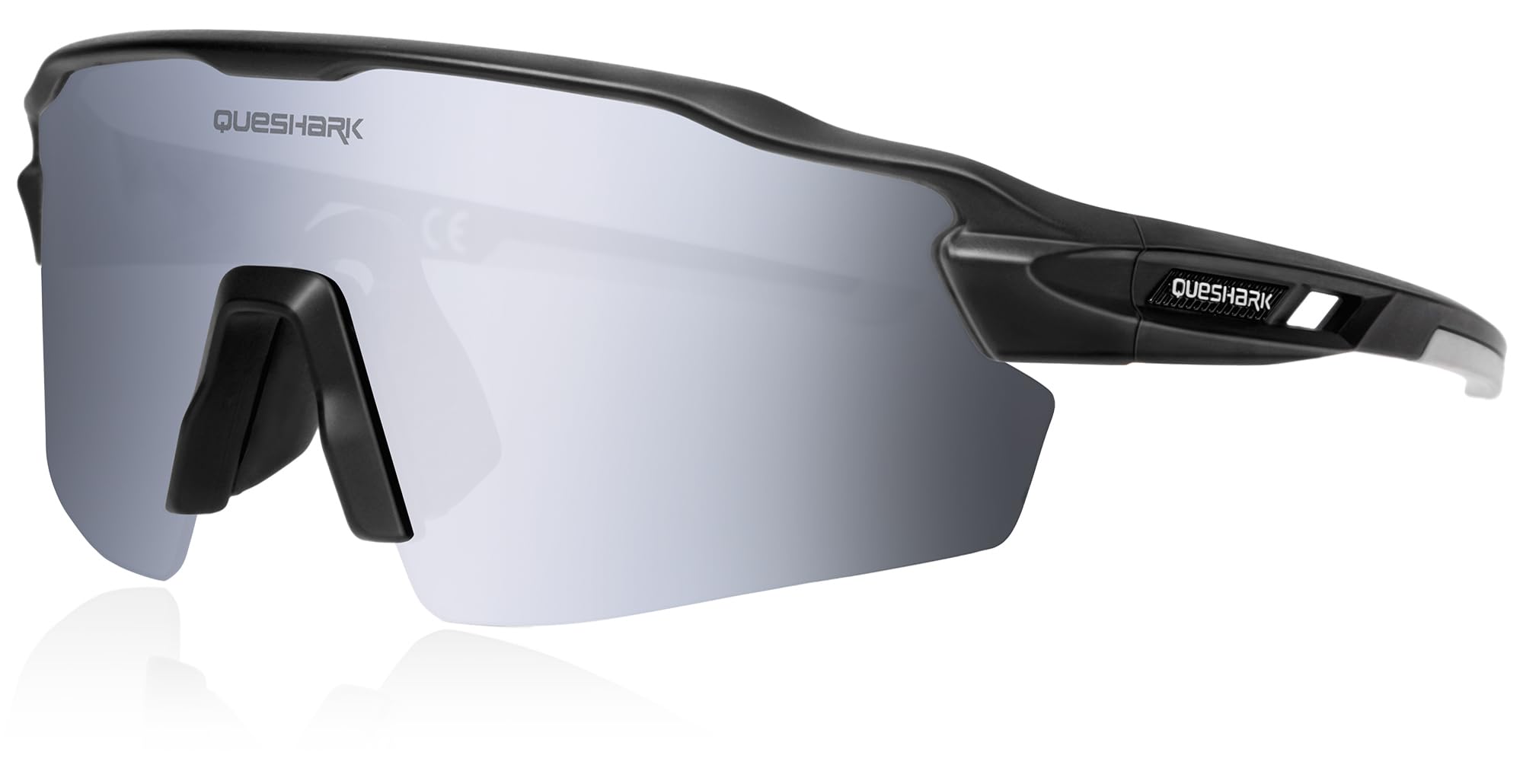 Queshark Cycling Glasses Polarized, Running Sunglasses Women Men with 1 Lens Or 4 Interchangeable Lens, TR90 Frame & UV 400 Protection, Sports Sunglasses for Cycling Running Driving Golf