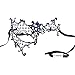 Signstek Glossy Metal Filigree Phantom Half Eye Mask for Venetian Masquerade, Black/Blue Stones