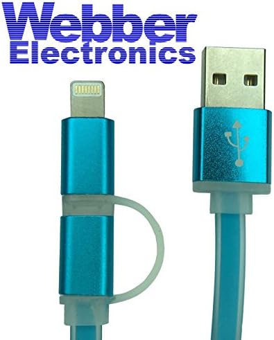Universal Hi- Flex Silicone Apple MFi Certified 2-in-1 Lightning Micro USB to Data Sync Charge Cable 1M (3.2 Ft) Blue WBCHRGCBL-Dual-Blue - HiFlex Silicone Coating - For iPhone 5 ~ iPhone 7