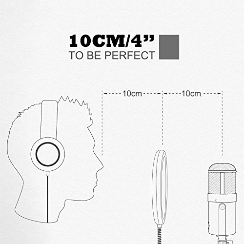 ZINGYOU Microphone Pop Filter PF-102 6-inch Round Shape Wind Mask Shield Screen for Recording and Broadcasting