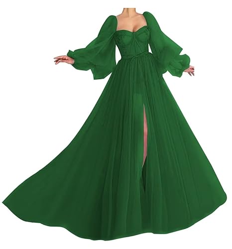 Tulle Dress Puffy Prom Dress Ball Gown Long Sleeve Corset Dresses