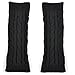 Women Lady Girl Long Soft Fingerless Knit Thumb Hole Gloves Mittens (01-Black)