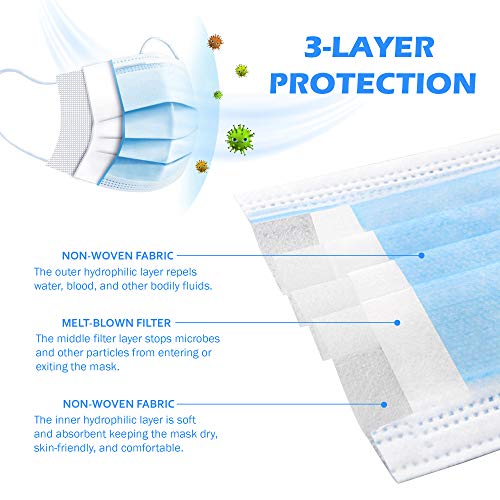SG SUGU 50 Pcs Disposable 3 Ply Safety Face Mask for Protection With