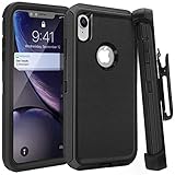 FOGEEK iPhone XR Case, Belt Clip Holster Heavy Duty Kickstand Protective Cover [Dust-Proof] [Shockproof] Compatible for Apple iPhone XR [6.1 inch] (Black)