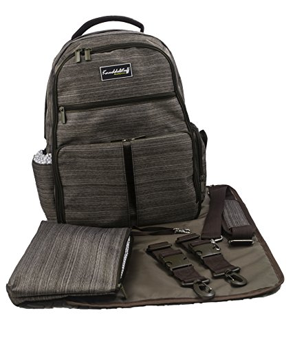Knuddelstuff ‘Buckingham’ Baby Diaper Bag Backpack & Organizer System – Insulated Pockets, Brown