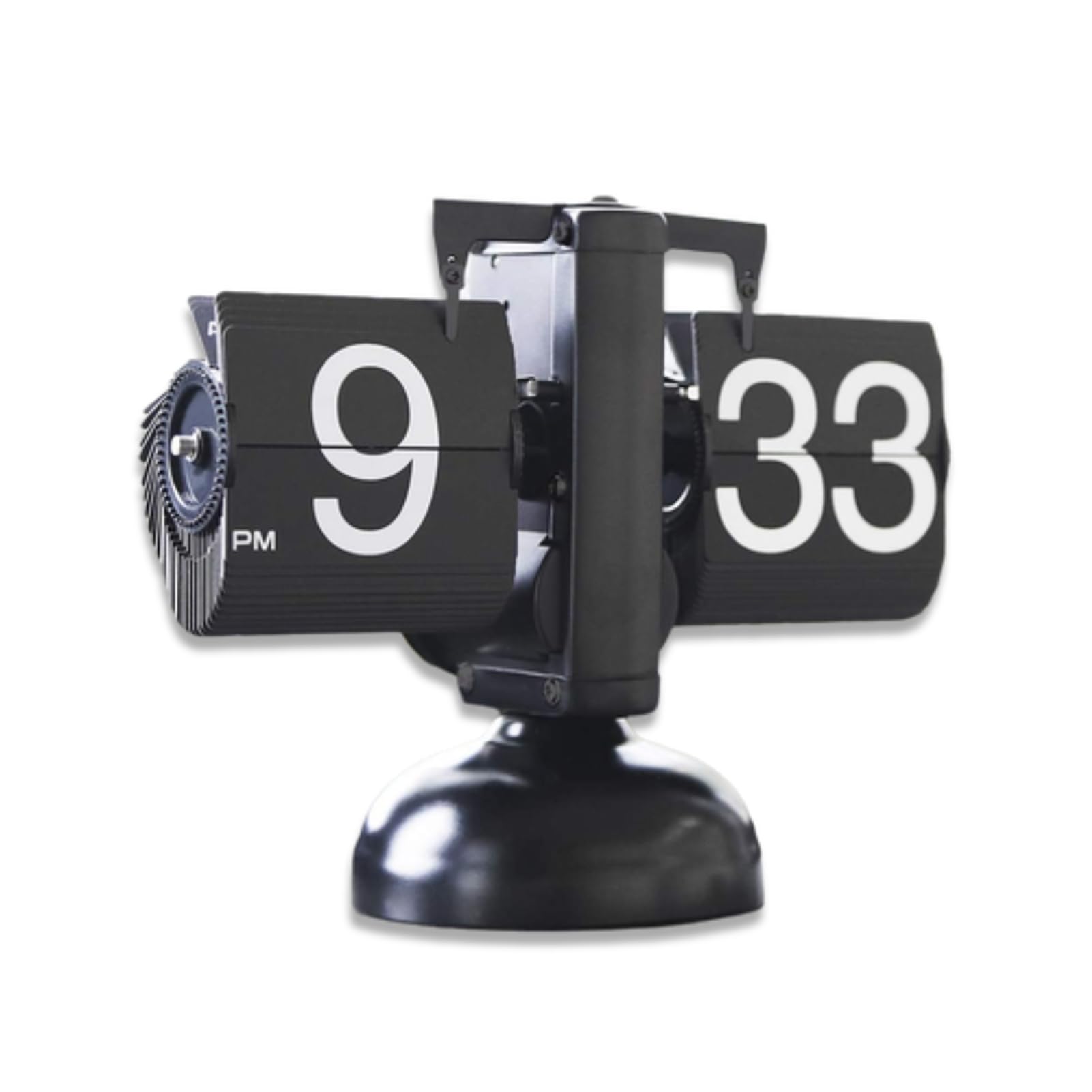 Cyrank Modern Digital Mechanical Retro Flip down Clock with Internal Gear Operated, Retro Digital Flip down Clock Mechanical Desk Clock Auto Pager Turning Clock for Nightstand(Black)