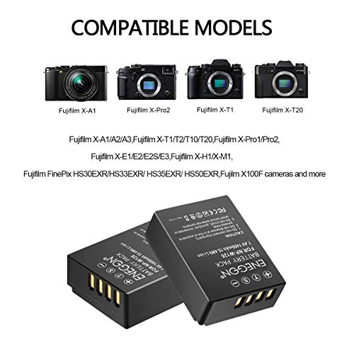 NP-W126S NP-W126 Batterie de Rechange (2 Paquets) et Chargeur Double Intelligent LED USB pour Fujifilm NP-W126S NP-W126 et Fuji FinePix HS30EXR HS35EXR HS50EXR X-A1 et Plus de caméras - Image 3