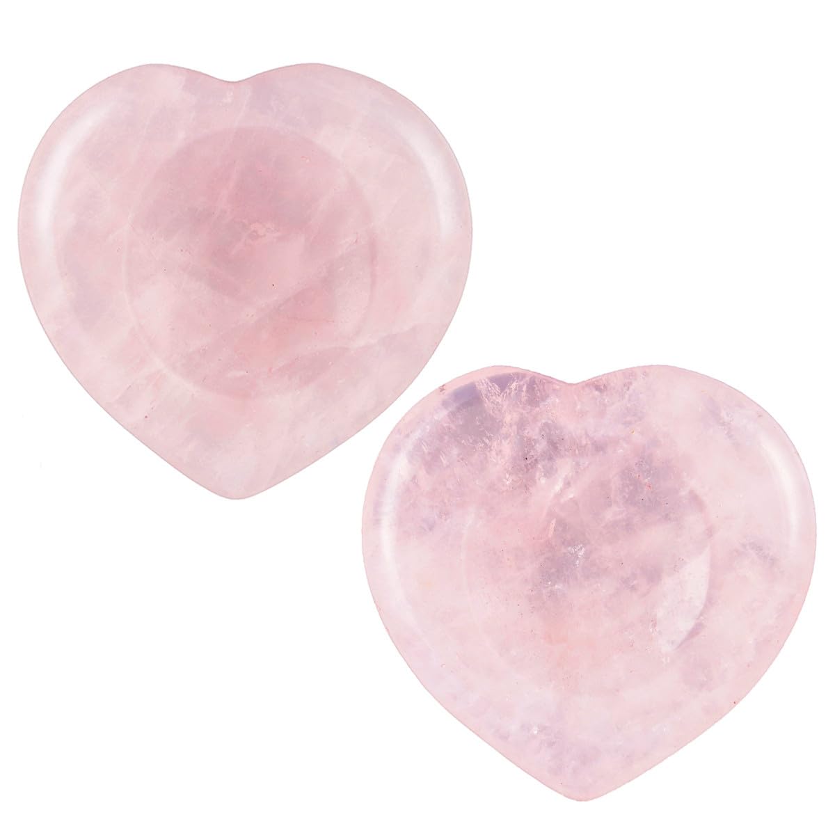 Nupuyai Rose Quartz Heart Thumb Worry Stone Set, 2pcs Natural Healing Crystal Pocket Palm Stone for Anxiety Stress Relief Reiki Therapy