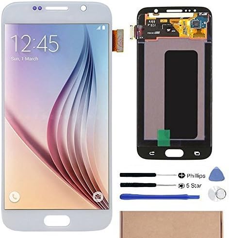 ReplaceDIY LCD Display Touch Screen Digitizer Assembly for Samsung Galaxy S6 G920 G920A G920i G9200 Replacement with Tools 100 Tested (White)