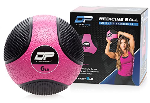DYNAPRO Medicine Ball | Exercise Ball, Durable Rubber, Consistent Weight Distribution, Comfort Textured Grip for Strength Training (Pink- 6LB)