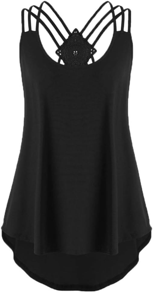 Ladies' Bandages Sleeveless Vest Top High Low Tank Top Notes Strappy Tank Tops