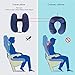 Sunany Inflatable Neck Pillow Used for Airplanes/Cars/Buses/Trains/Office Napping with Free Eye Mask/Earplugs (Blue-)