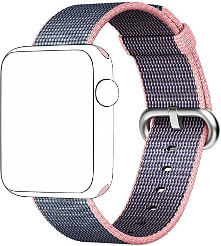 SELLERS360 Nylon Watch Woven Band Replacement Strap for Apple watch band Series 1 Series 2 iwatch (Midnight Blue/Pink 38mm)