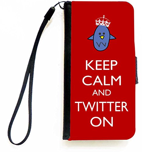 Rikki Knight Keep Calm and Twitter On Red Color Flip Wallet iPhoneCase with Mag…