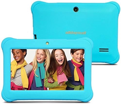 Alldaymall Tablet for Kids 7 inch with Android Quad Core Wi-Fi and Dual Camera, 8GB+1GB, HD Kids Edition w/iWawa Pre-Installed Bundle with Blue Kid-Proof Silicone Case (Third Generation)