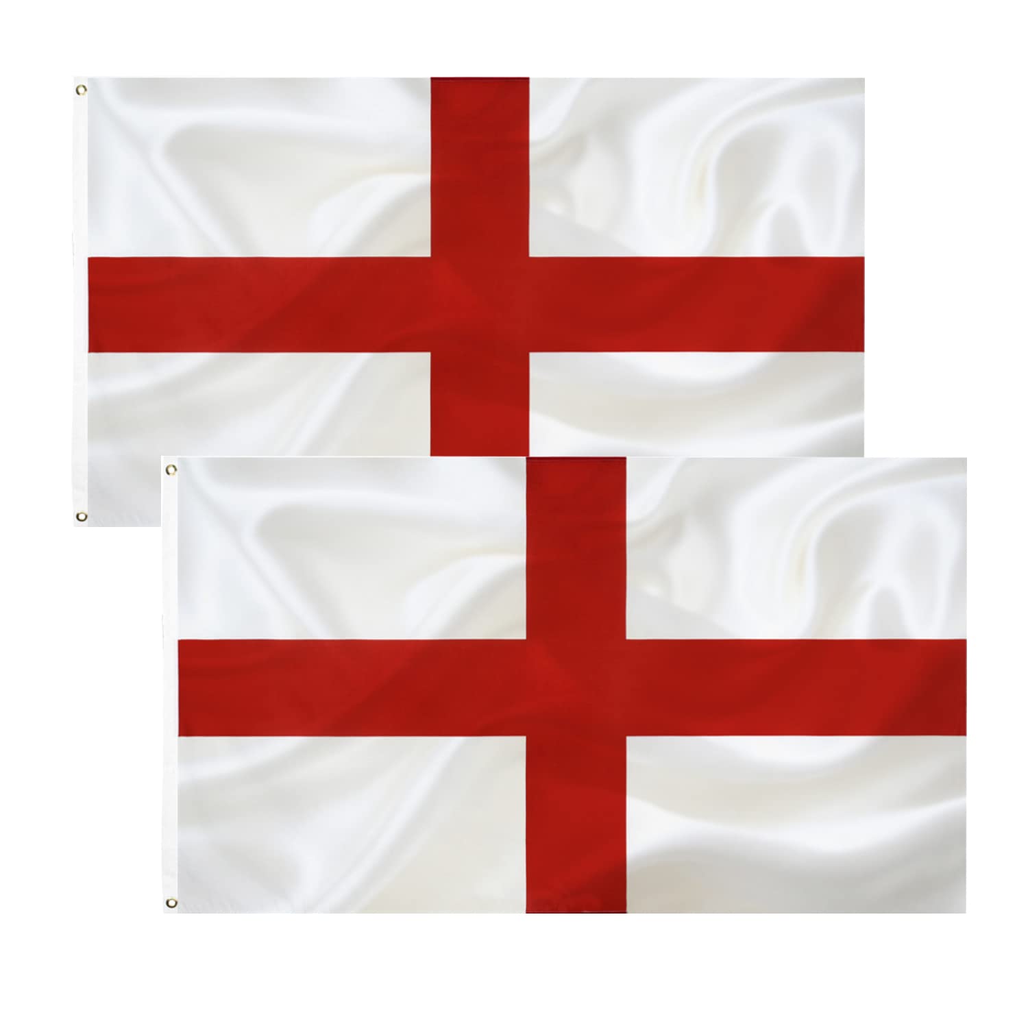 2pcs England FLAG St George's Cross Flag 3x5 Ft-90x150cm England National Flags Indoor/Outdoor Quality Polyester with Vivid Color and Brass Grommets Decorations