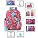 Girl's 6 in 1 Backpack Set With Lunch Bag, Pencil Case, Bottle, Keychain, Clip (Pink)